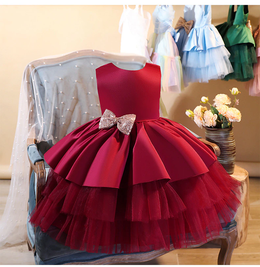 Robe vêtements de princesse avec nœud, new tendance 2023- Rouge